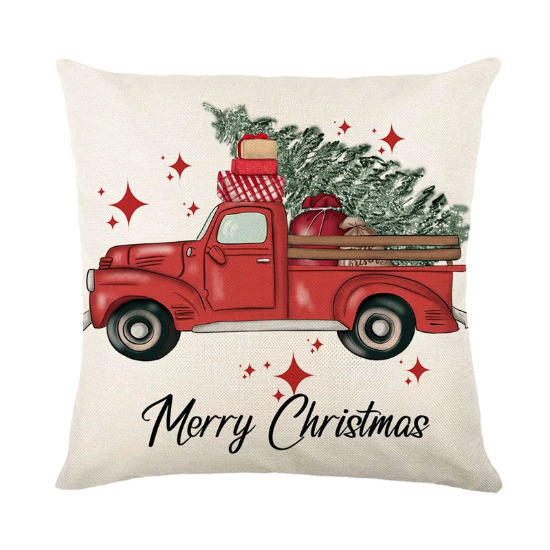 Linen Christmas Pillow Cover Snowman Elk Pillow Case 2024 Christmas Decoration for Home New Year Sofa Car Cushion Cover 45x45cm