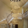 Staircase Long Pendant Lamp, Villa Lamp, Crystal Hanging Line Lamp, Duplex Living Room Spiral Lamp, Glass Romantic Decorative La