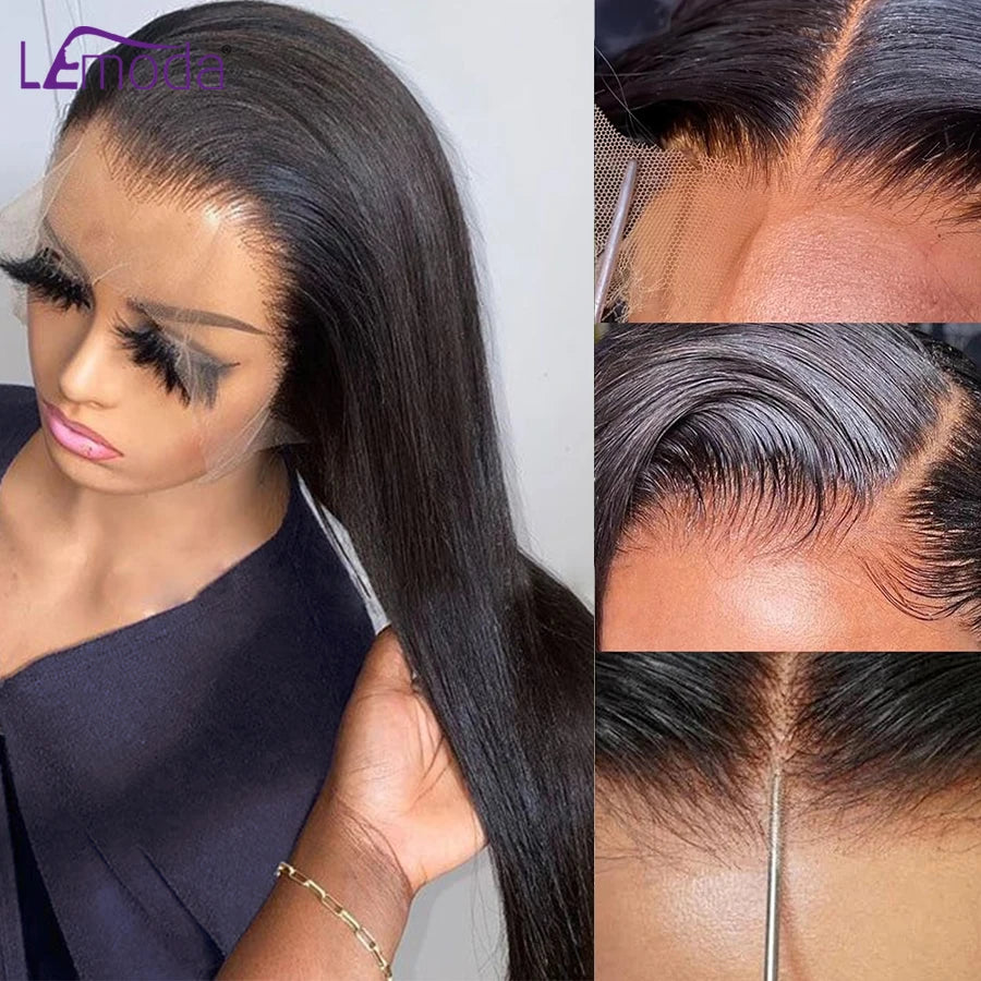 250 Density 13x6 HD Lace Frontal Wig Invisible Real HD Lace 13x4 Full Frontal Lace Wig Straight Pre Plucked Virgin Human Hair
