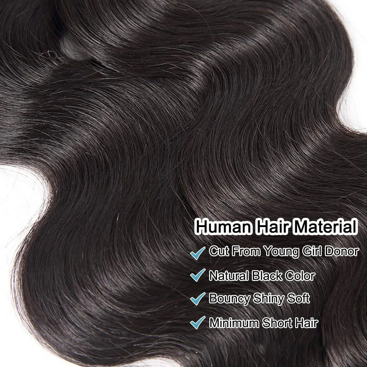 Brazilian Body Wave Bundles with 13x4 Lace Closure Real Human Hair Closure with 3 Bundles Weave Virgin Hair Natural Black Color