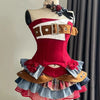 Punk Style Vintage Woman 2 Piece Sets Y2k Design Strapless Crop Tops + High Waist Ruffle Skirt Female Party Korea Style Outfits