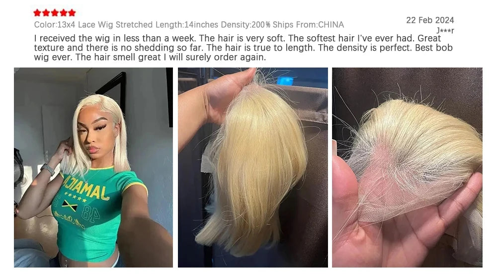 200 Density Blonde Straight Bob Wig HD Transparent Lace Pre Plucked Human Hair Wig 13x4 13x6 Lace Frontal Wig For Black Women