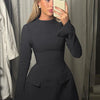 Dulzura Long Sleeves Zipper Bodycon Mini Dress With Pocket Solid Elegant Outfit Office Streetwear Women’S Autumn Winter Clothes