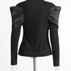 TWOTWINSTYLE Solid Spliced Bowknot T Shirt For Women O Neck Long Sleeve Patchwork Mesh Casual Temperament T Shirts Female Style