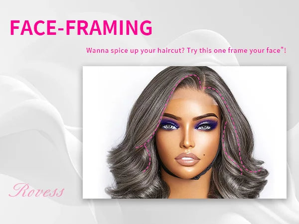 Salt and Pepper Loose Wave Lace Front Bob Wig Human Hair Side Part  5x5 HD Closure Lace Wig Ready To for Black Women