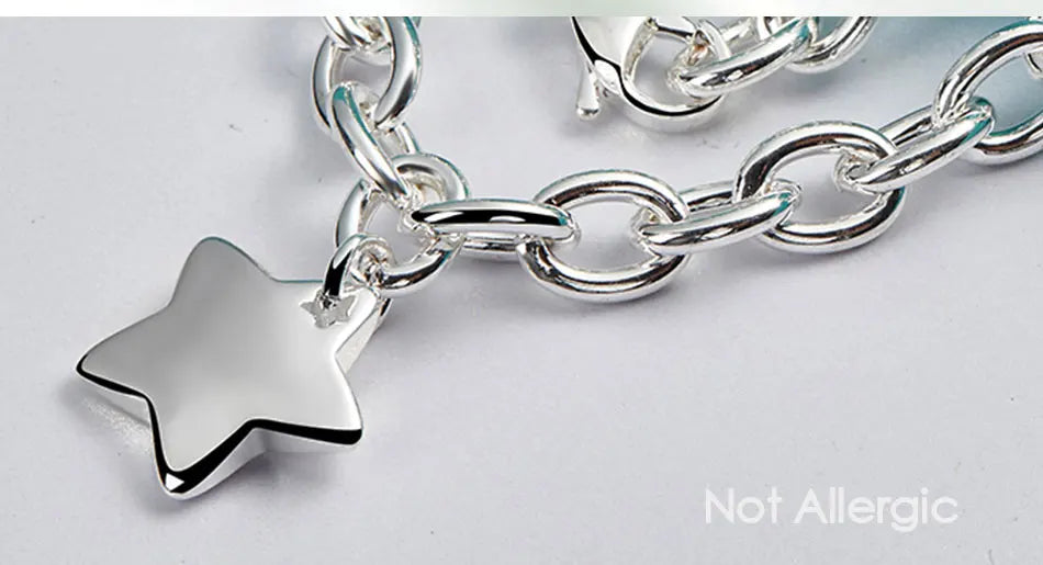 DOTEFFIL 925 Sterling Silver Star Pendant 18 Inch Chain Necklace For Woman Wedding Engagement Fashion Jewelry