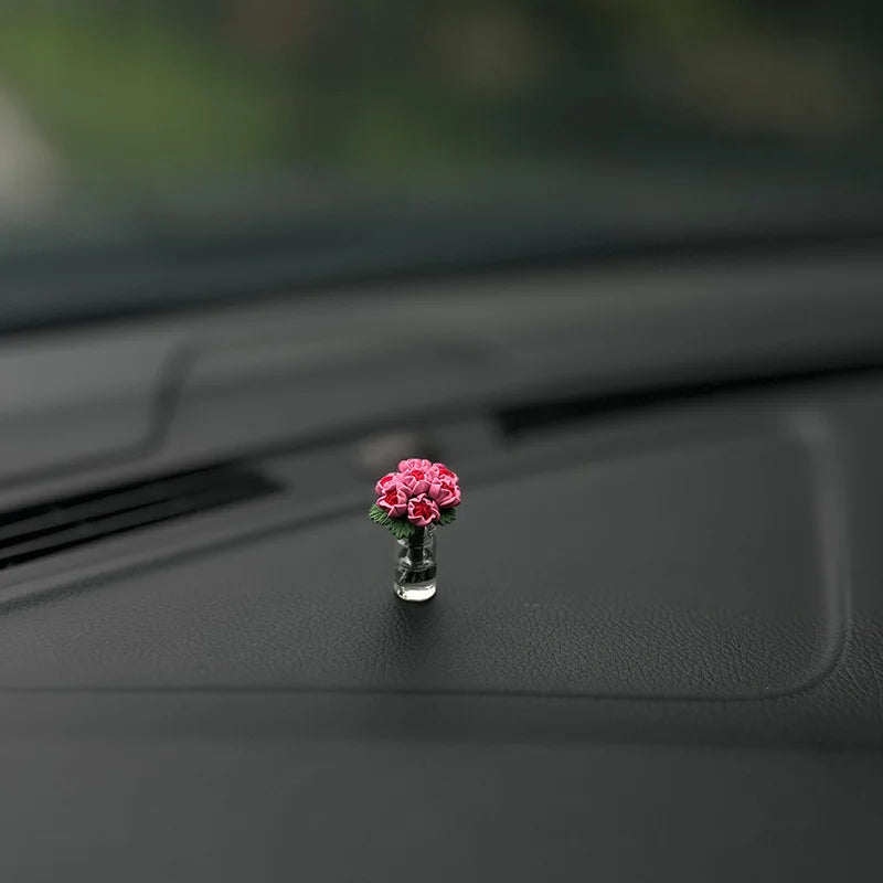 Dainty roses car center console window ornament mini cure car accessories ladies car personality beautiful interior ornaments