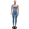 Joskaa Women Velvet 2 Piece Sets Sexy Diamonds Wrap Chest Tank Tops and Pencil Pants Match Winter Party Club Outfits Streetwear