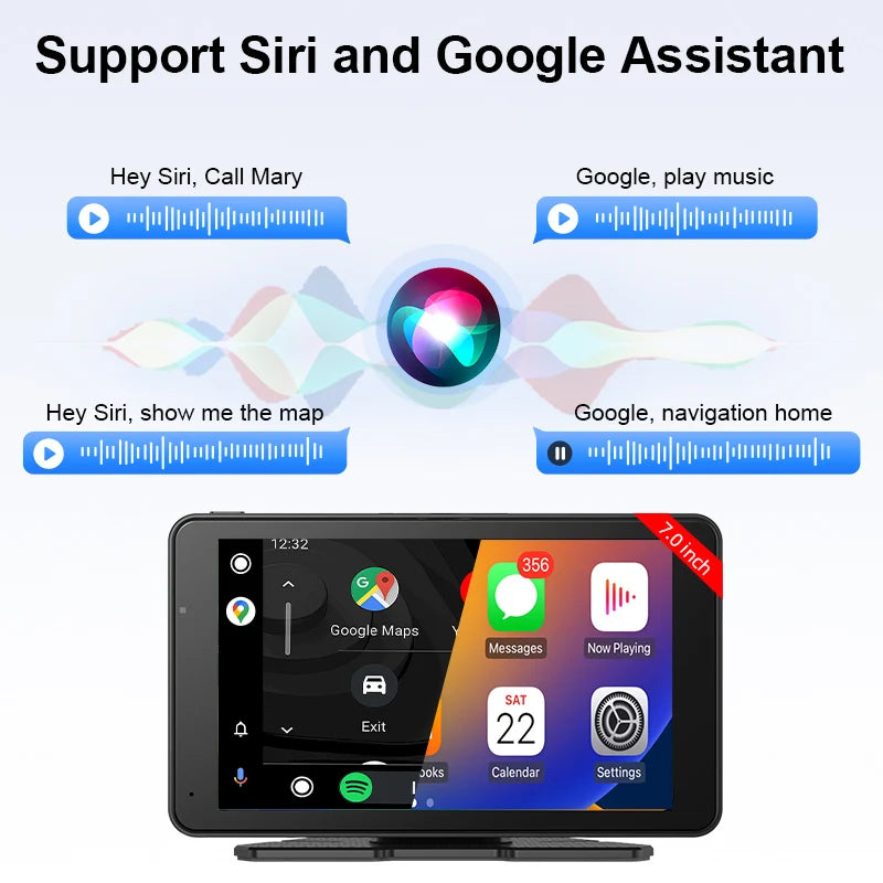 Jansite 7" Car DVR 2.5K Dash cam Wireless Carplay Android Auto Front and Rear Camera Dashboard Driving Recorder Dual Lens Wifi