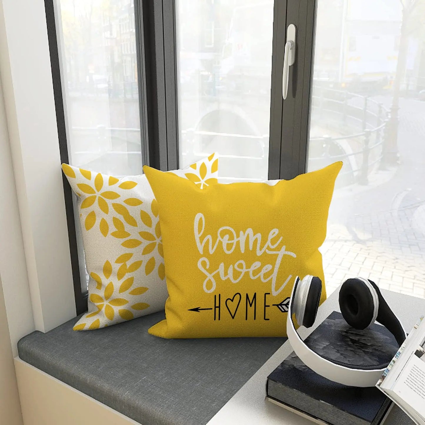 Pillow Covers 18x18 Set of 4, Modern Sofa Throw Pillow Cover, Decorative Home Outdoor Linen Fabric Geometric Pillow CaseArtistic