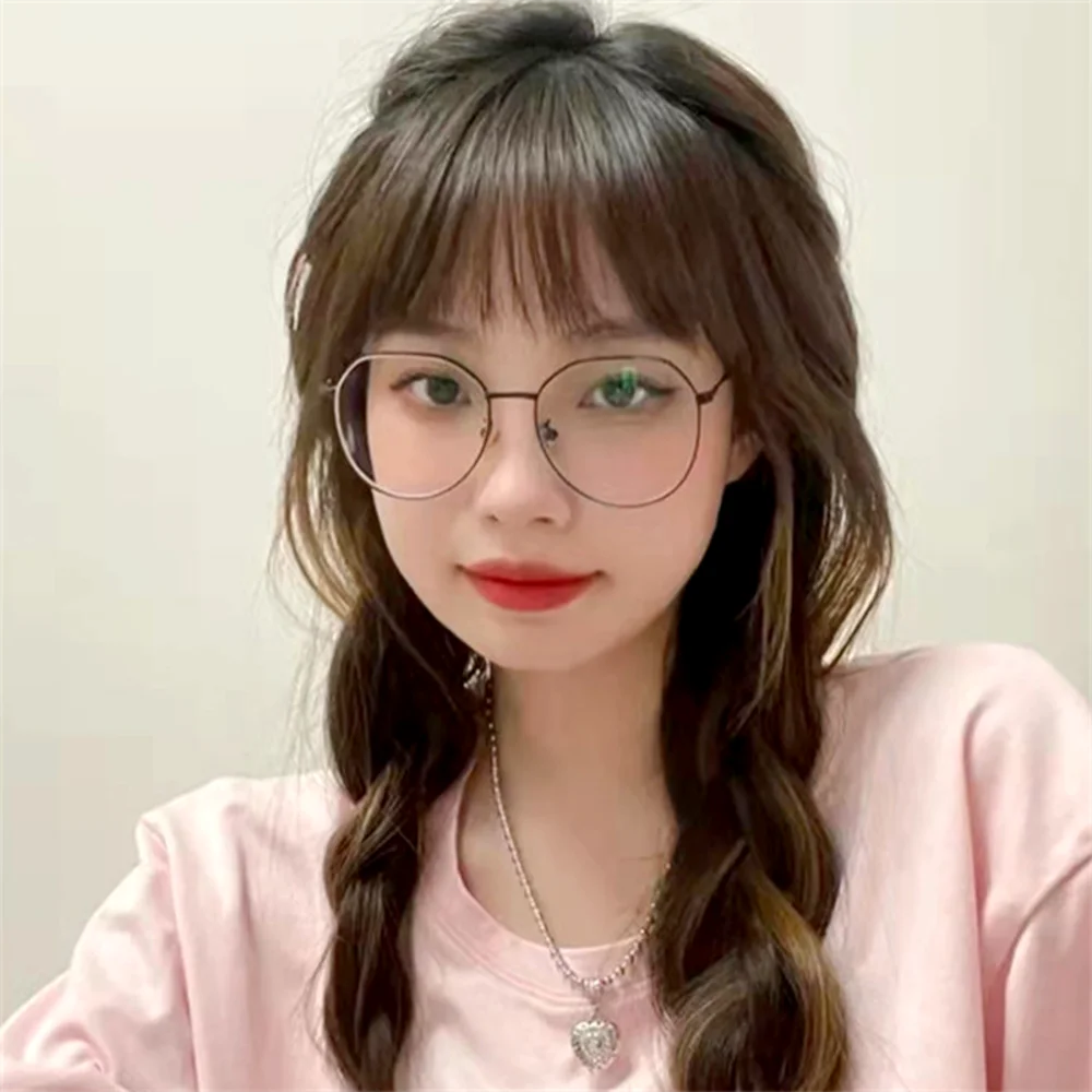 Fashion Metal Anti-Blue Light Glasses Women Men Vintage Ultralight Oval Frame Computer Game Goggles Blue Ray Blocking Eyeglasses
