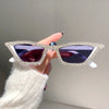 KLASSNUM Luxury Cat Eye Sunglasses Women Men Fashion Diamond Triangle Brand Designer Glitter Sun Glasses UV400 Shades Eyeglasses