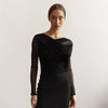 CUTENOVA Chic Design Cross Neck Crop Top Solid Color Mesh See Through Sexy Pleated Long Sleeve Elegant T-Shirt For Women Casual