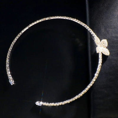 Ins Fashion Rhinestone Butterfly Collar Necklace Wedding for Women Simple Open Collar Choker Necklace Crystal Jewelry Gifts