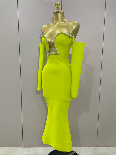 Sexy Off Shoulder Luxury Diamonds Long Bodycon Bandage Dress 2025Women Celebrity Elegant Prom Gown Birthday Club Cocktail Dress