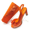 Venus Chan Newest INS Style Peach Color Rhinestone Elegant High Heels Nigeria Popular Design African Ladies Shoes And Bag Set