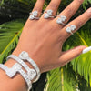 2025 New Iced Out Bling Opened Heart Zircon Charm Bracelet Rectangle AAA CZ Hearts Bangle For Men Women Hiphop Luxury Jewelry