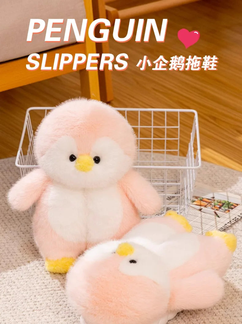 Funny Fuzzy Penguin Slippers Girls Novelty Indoor Shoes Women Soft Furry Slippers Female Plush Home Shoes Animal Flip Flops