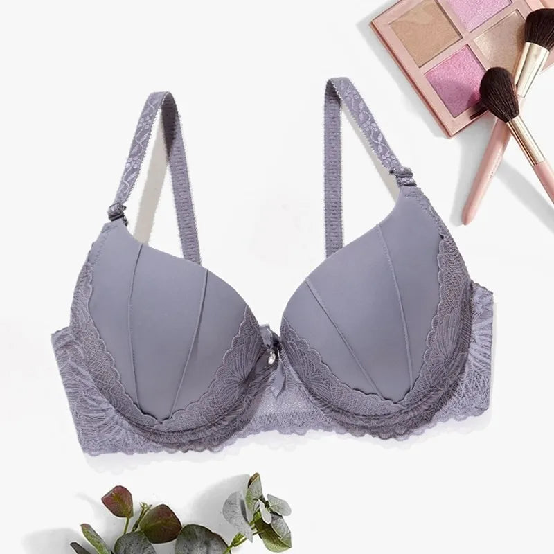 Beauwear Lace Trim Underwire Bra for Women Full Cup Molded Cup Bra Push Up Lingerie