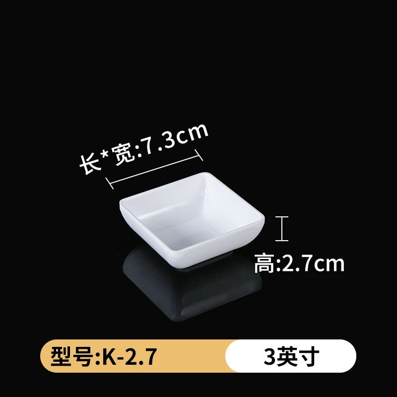 White Melamine Dipping Saucer Soy Vinegar Saucer Japanese Tableware Kitchen Seasoning Dish Scallion Garlic Plate for Restaurant