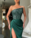 2025 Women Strapless Sleeveless Evening Dress Sequined Side Split Long Dresses Elegant New Sexy Bling Party Prom Vestidos Ladies