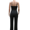 Beyprern Beautiful Shell Details Jumpsuit Women Sleveeless Details Palazzo Jumpsuit Wide Leg Pants Set Overalls Sexy Clubwear