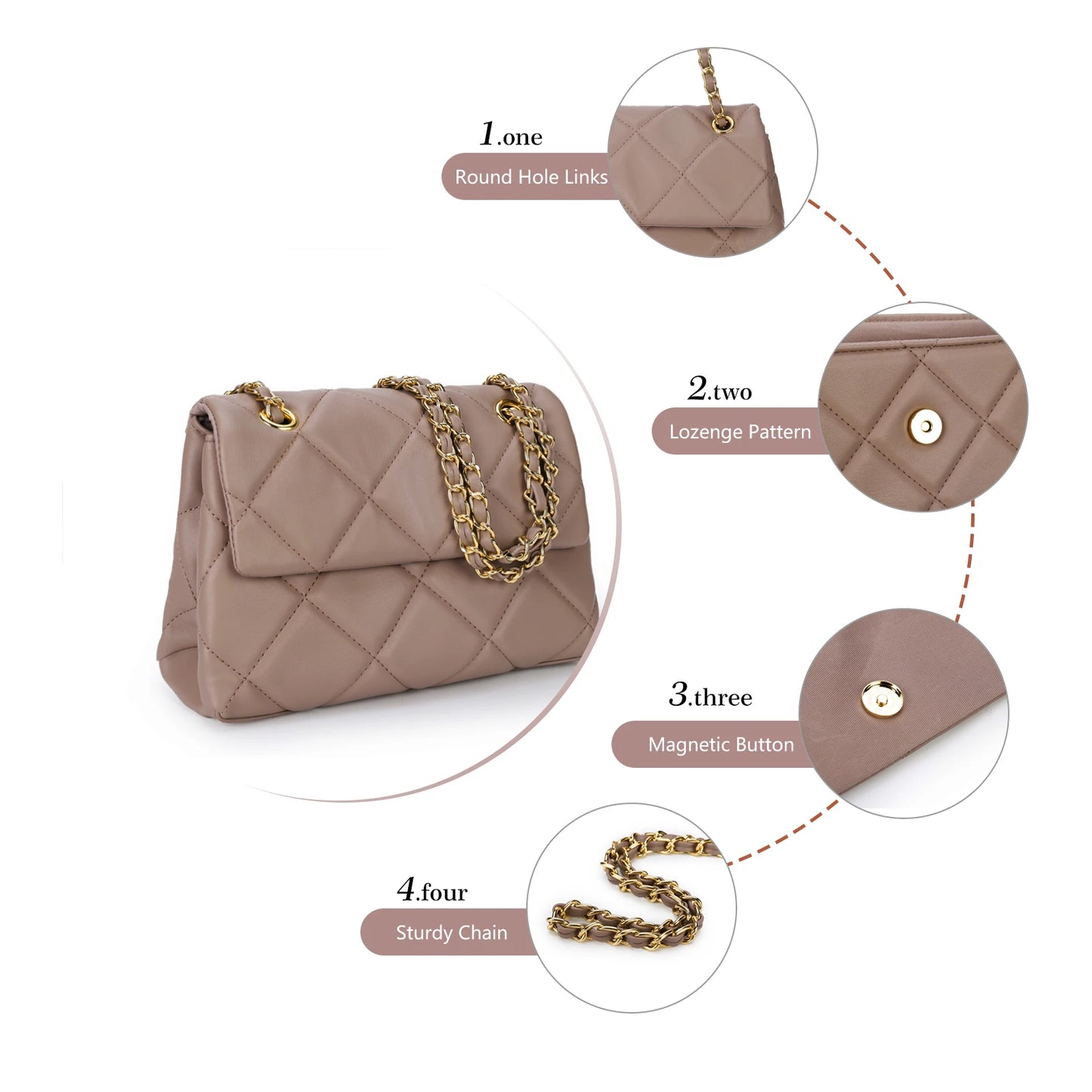 Mobile Phone Shoulder Bag Women's Quilted Handbag Crossbody Bags Vegan Leather Shoulder Bag with Card Slot Adjustable Removable