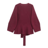 TRAFSHE Spring Women Shoulder Pad Belt Knit Blazer Women Retro V-neck Long Sleeve Versatile Female Coat Women Clothes 9598/128