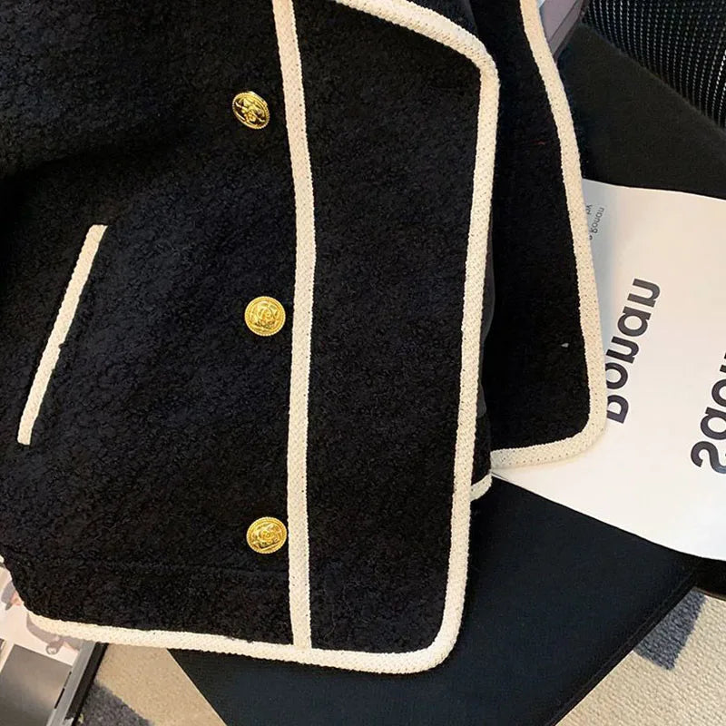Autumn Winter Turn Down Collar Lambwool Coat Women Vintage Splices Loose Jackets Female Coat Thicken Outwears Women Jacket