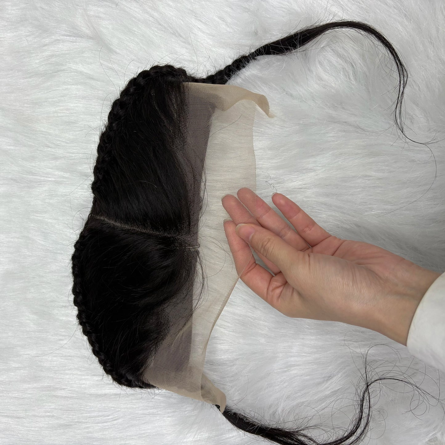 13x4 Transparent Lace Frontal with Braids 10 Inches Natural Brazilian Remy Hair Lace Frontal with Baby Hair for Women Girls