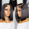 12A Double Drawn 210% Density Bone Straight Hair Bob Wig 13x4 Lace Front Wig 10-16 Inches Chocolate Brown Human Hair Wig