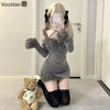 Sweet Sexy Irregular 2 Piece Set Women Chic Plush Patchwork Slim Tops Mini Skirt Suit Korean Y2k Aesthetic Lolita Style Outifits