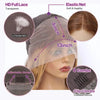 13x4 HD Lace Human Hair Short Human Hair Wigs Curly Color 4/27 Highlight Ombre Human Hair Deep Wave Bob Wigs Curly For Women