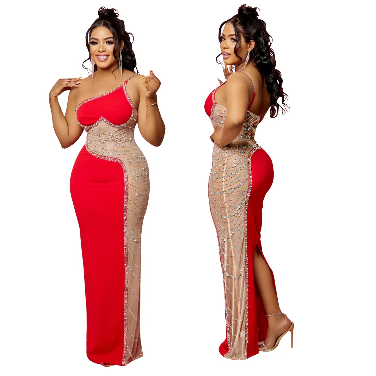 Sexy Summer Women Clothing Mesh Transparent Strap Long Dress One-piece Chic Style Mid-waist Length