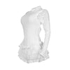 CM.YAYA Women Long Sleeve Lace Ruffles Ruched High Waist Short Jumpsuit Streetwear Backless Street One Piece Romper Playsuit