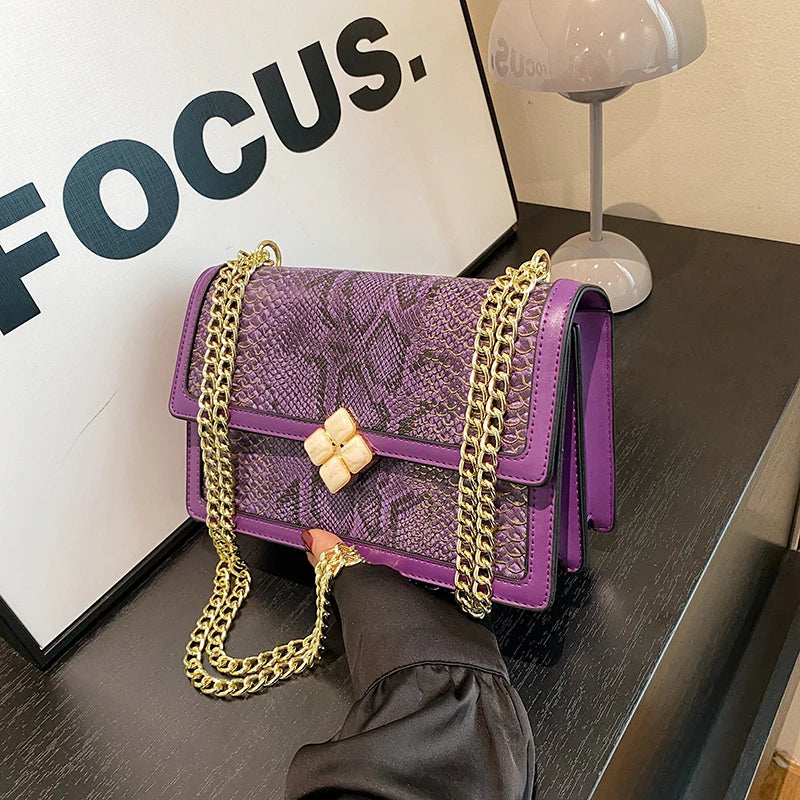Luxury Purple Women's Single Shoulder Bag Pu Leather Ladies Bag Femme Designer Handbag Purse Flap Messenger Bag Brand Sac A Main