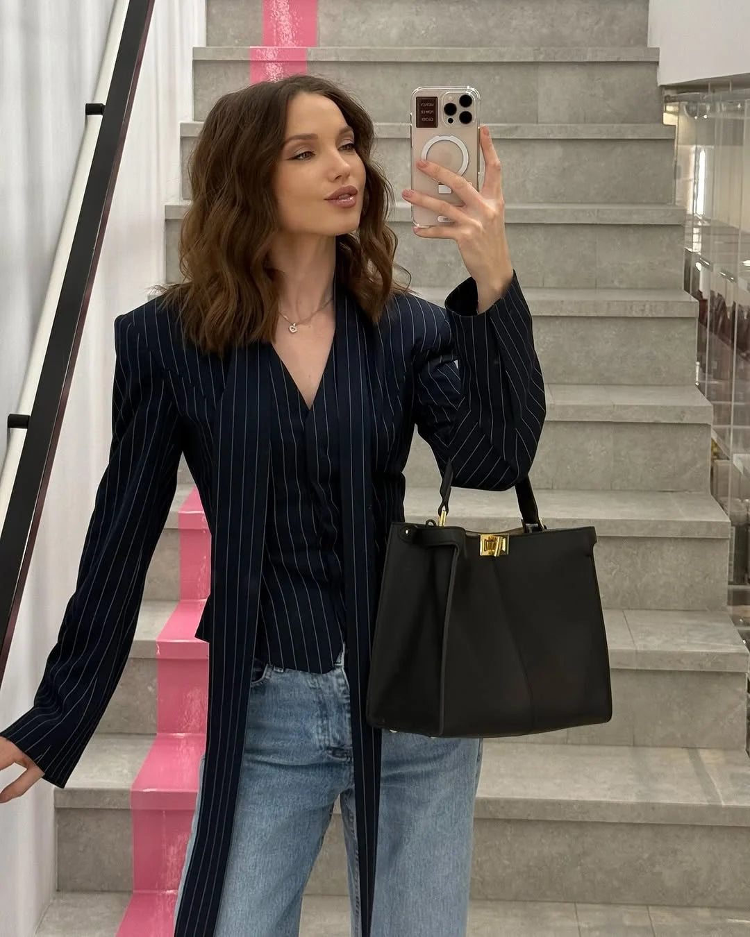 Tossy Elegant Female Striped Suit Coat For Women Scarf Lace-Up Patchwork V-Neck Long Sleeve Luxury Outwear Female Jackets Coat