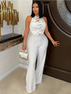 Joskaa 2025 Summer Elegant Hollow Halter Lace-Up Jumpsuits Women Hipster Sexy Backless Skinny One Piece Rompers Party Clubwear