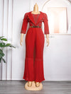 MD New African Women Long Jumpsuit 2023 Spring Summer Wedding Party Rompers Pants Set Dubai Turkey Ladies Dashiki Ankara Outfit