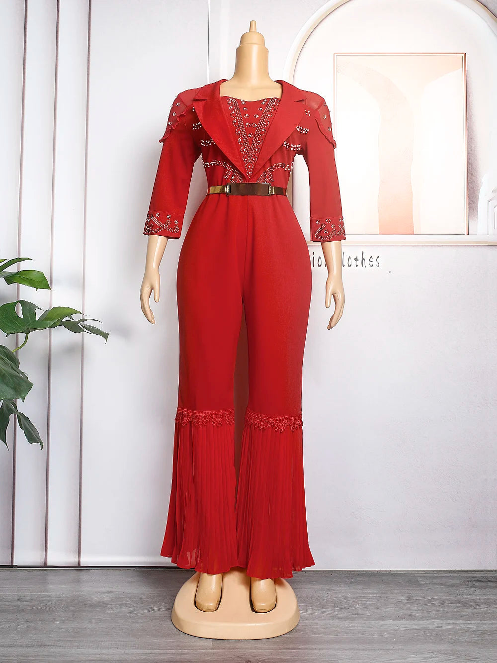 MD New African Women Long Jumpsuit 2023 Spring Summer Wedding Party Rompers Pants Set Dubai Turkey Ladies Dashiki Ankara Outfit