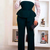 Women Elegant Two Piece Pants Set Female Office Wear White Mesh Sleeves Slim Top and Slacks Pant Sets Sexy Chic Spring Outfits