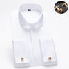 Men's French cufflink shirt with long sleeves slim fit concealed buttons solid color high end wedding dress formal men's