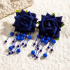 Tocona Bohemia for Women Long Tassel Earrings Multicolor Rose Flower Pendant  Earrings Exquisite Party Jewelry Accessories