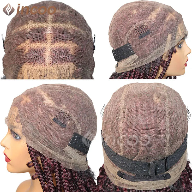 36 Inches Synthetic Lace Braided Wigs Butterfly Braids Lace Wig For Black Women Braid Wigs On Sale Clearance Box Braids Lace Wig