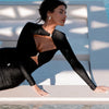 Articat Sexy Hollow Out Long Sleeved Elastic Tight Dress Women Pleats Double Layered Female Vestidos Elegant Party Evening Dress