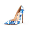 Sexy Stiletto Heel 2025 Print Flowers Pumps European Spring High Heels Party Pumps Ultra High Heeled  For Women Shoes Big Size45