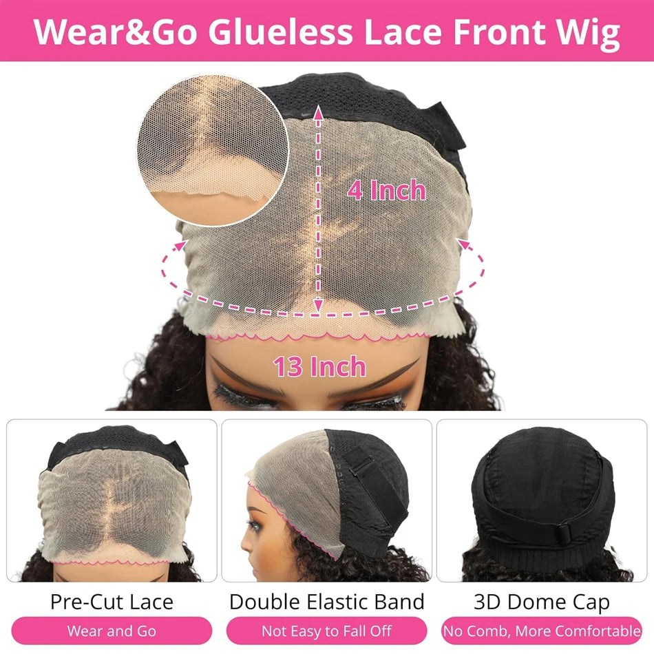 13X4 Brazilian Kinky Curly BoB Lace Frontal Wigs For Women Glueless 180 Density Preplucked 100% Human Hair Wig Deep Curls Wig