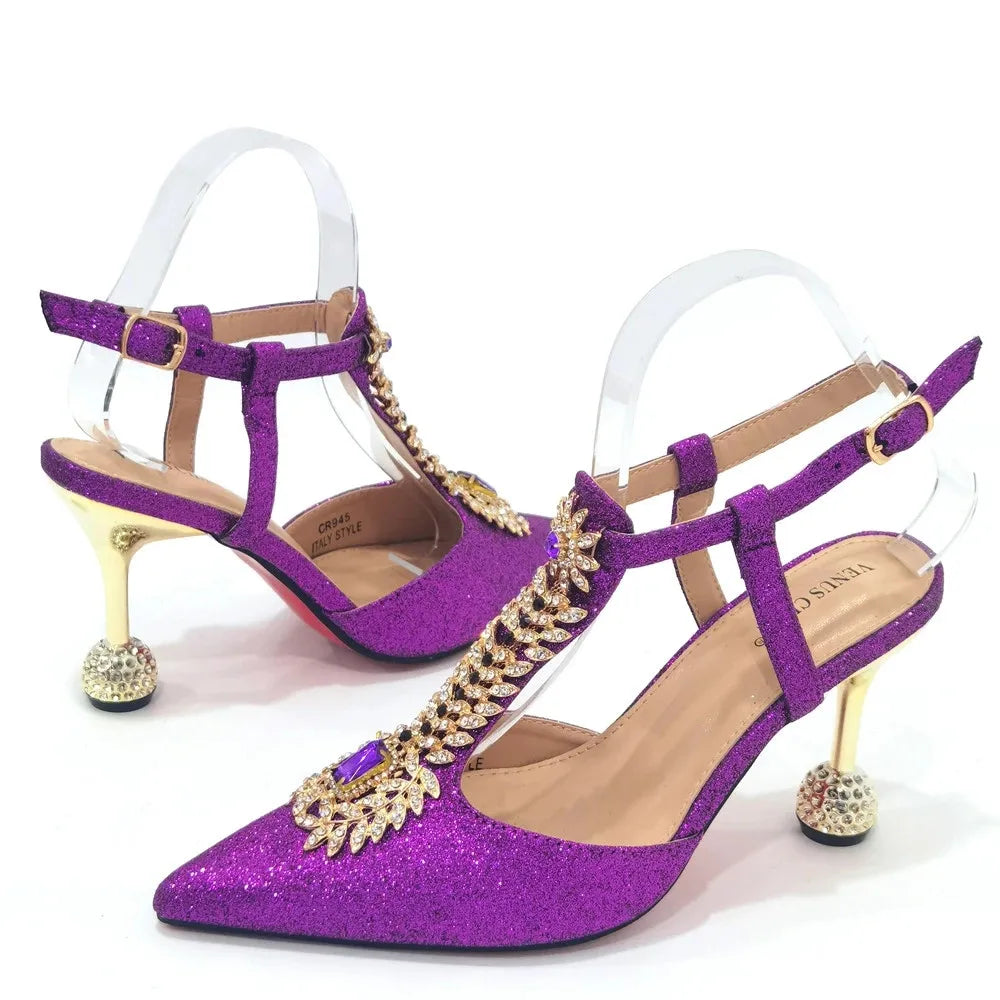 Spot Goods Red Color 2024 New Arrival Special Design Women Party Shoes Matching Bag Set For Luxury Wedding Party Women