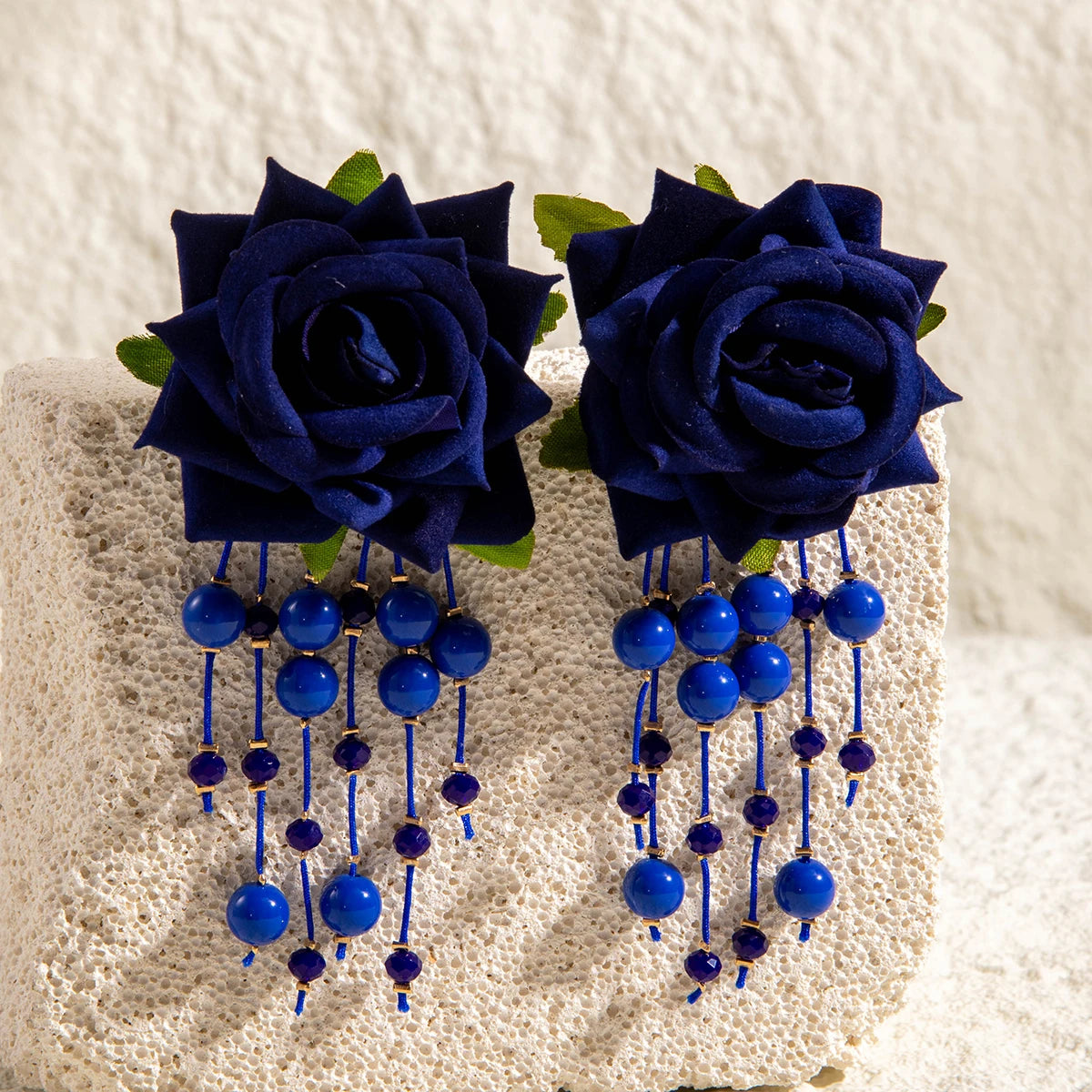 Tocona Bohemia for Women Long Tassel Earrings Multicolor Rose Flower Pendant  Earrings Exquisite Party Jewelry Accessories