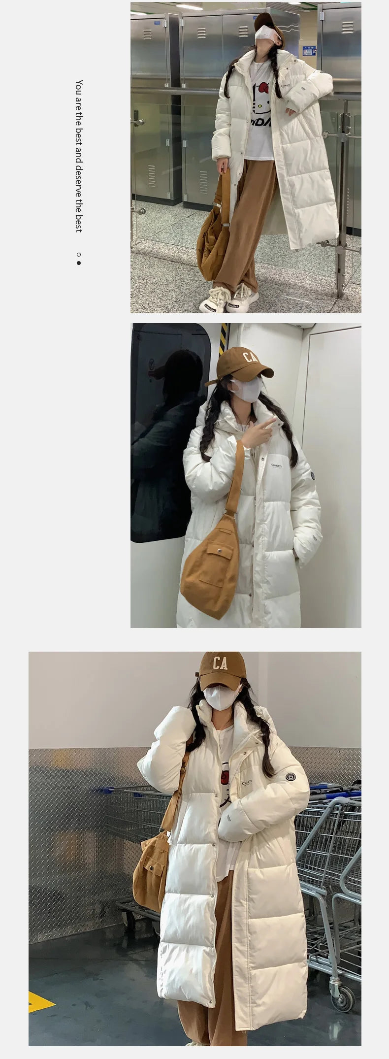 EVNISI Women Zipper Up Pockets Down Coat oversize Loose Coat Turtleneck Thicken Long Coat Women Casual Parkas 2024 Autumn Winter